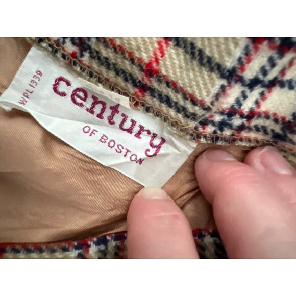 Vintage Century of Boston Wool Plaid Button Front Skirt Tan Size 14 - Picture 2 of 8